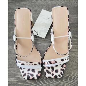 The Drop Avery Animal Print Strappy Square Toe Heeled Sandal Women Size 9